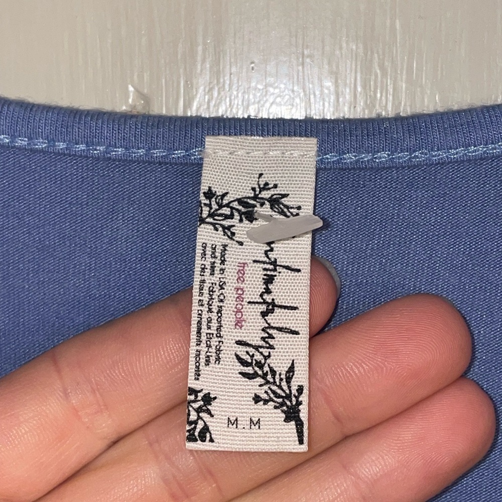 Free People Periwinkle Blue Purple Cap Sleeve Bodysuit Flowy Loose Stretch Comfy - Picture 8 of 14